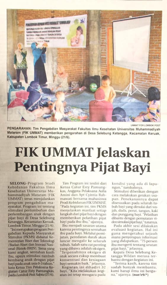 Read more about the article FIK UMMAT Jelaskan Pentingnya Pijat Bayi