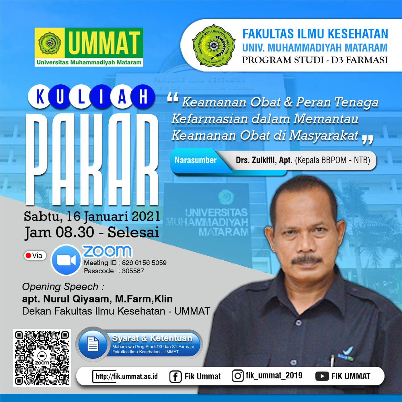 Read more about the article Kuliah Pakar oleh Kepala BBPOM Mataram