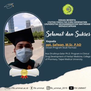 Read more about the article Dosen Prodi D3 Farmasi FIK UMMAT Mendapat Gelar Ph.D dari Taipei Medical University
