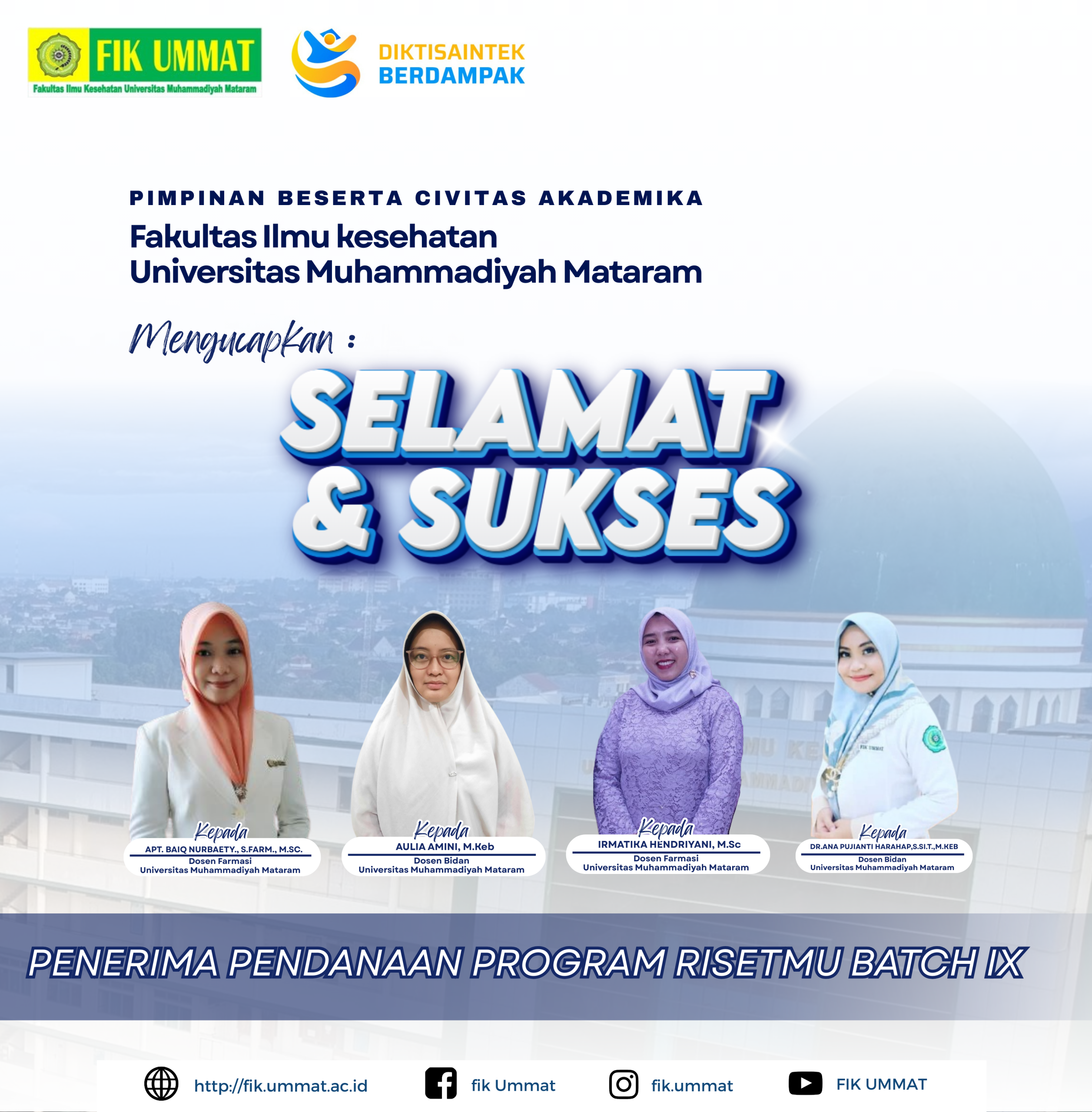 PRESTASI GEMILANG: Dosen FIK UMMAT Raih Pendanaan RISETMU Batch IX!